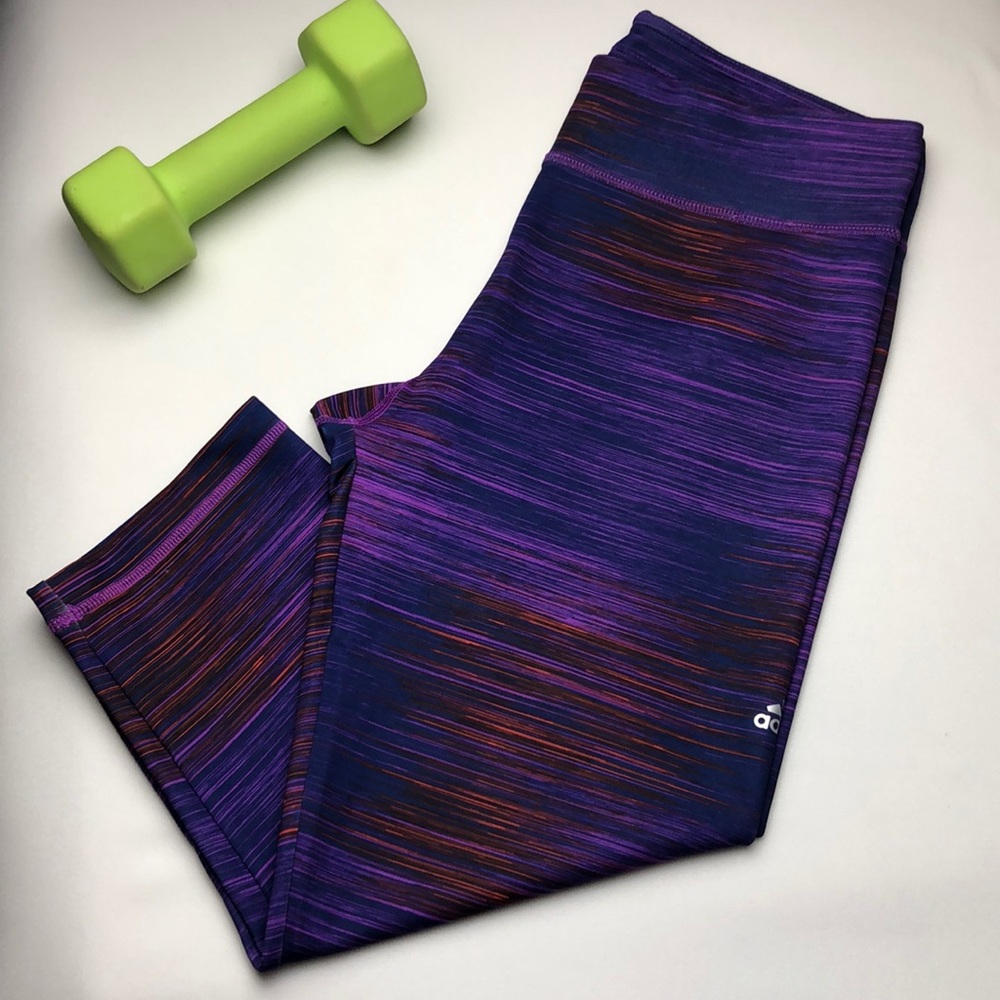 Adidas Purple Striped Workout Pants Size M…
